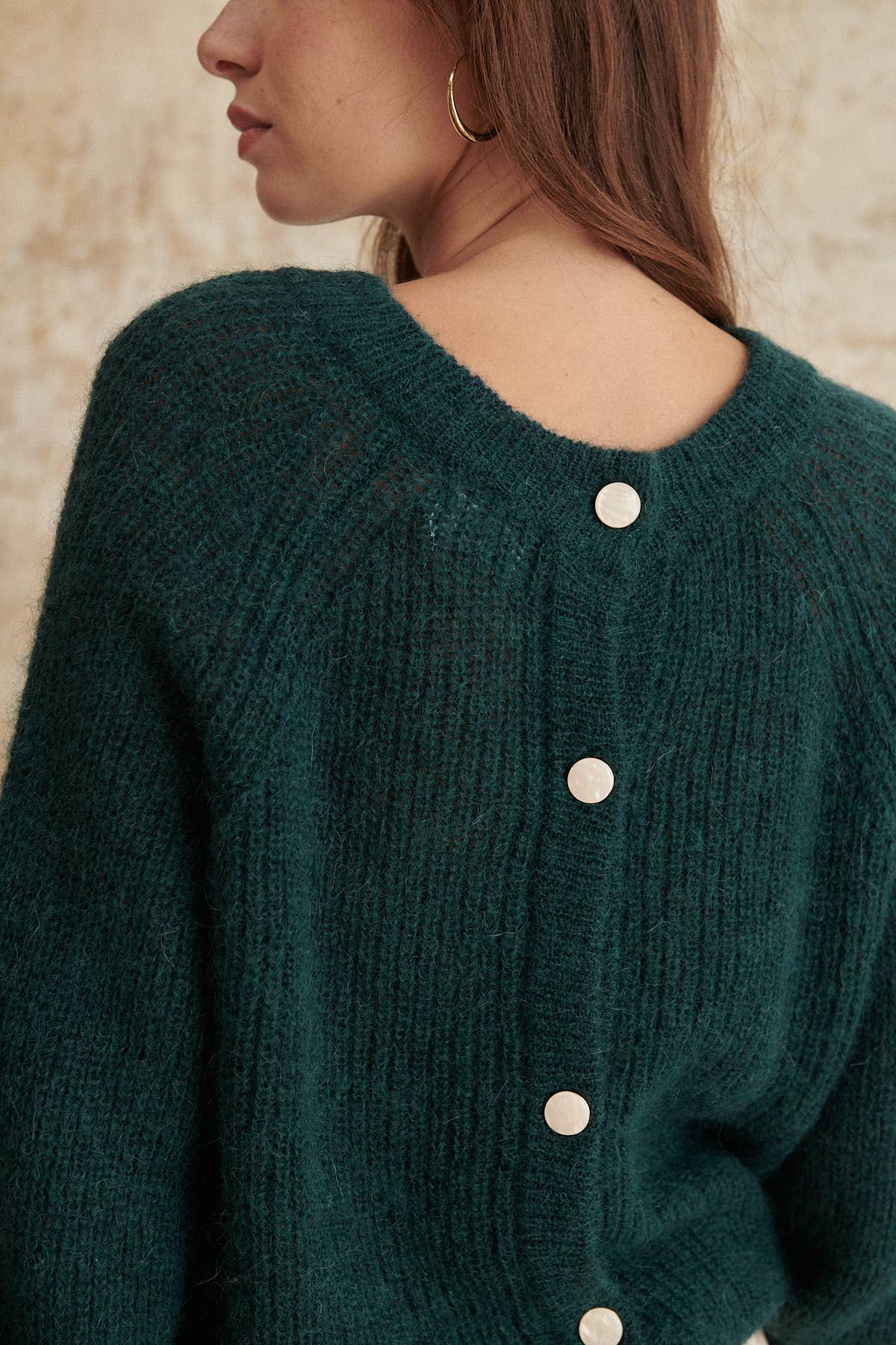 Green Buttoned Mohair Sweater