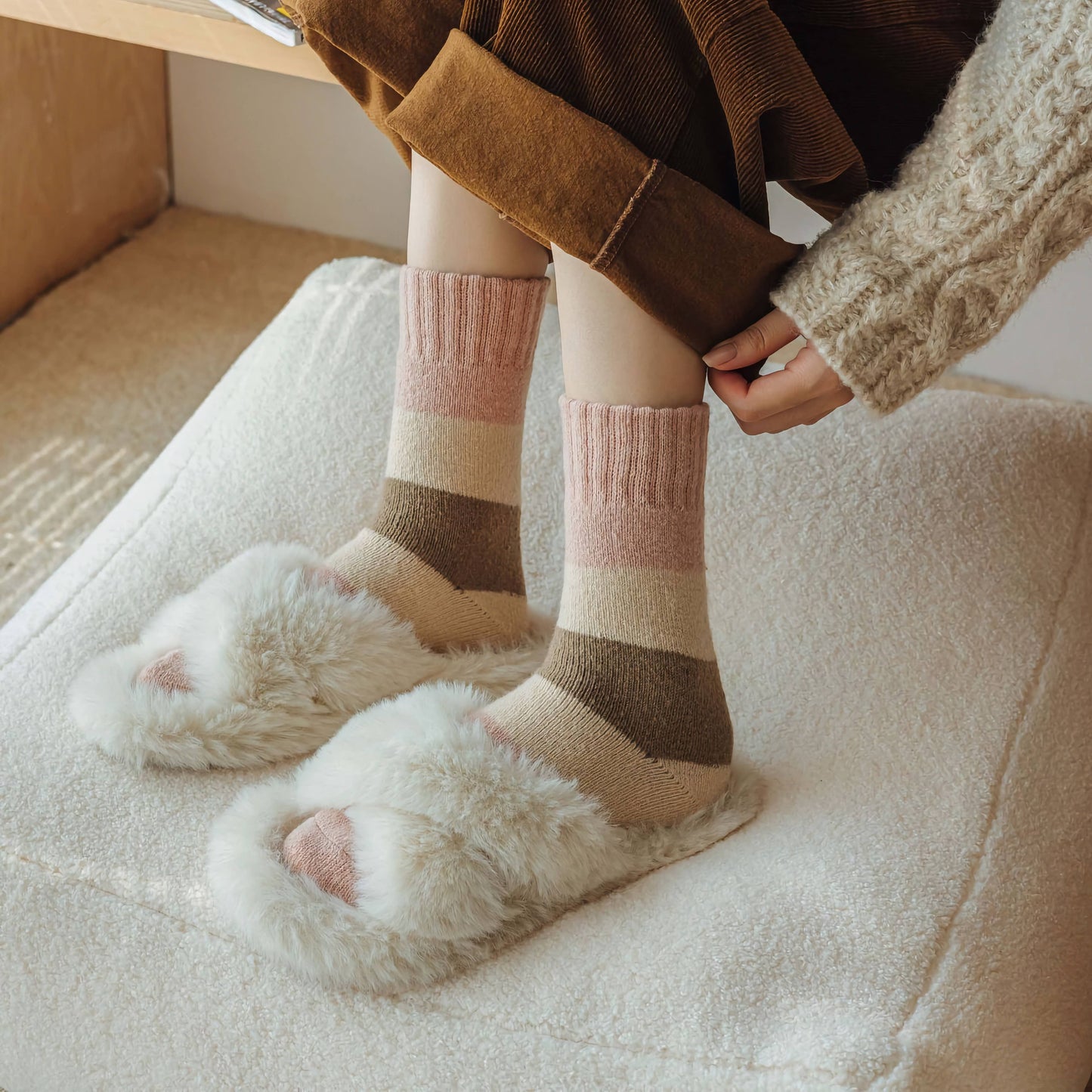 Thick Wool Socks- Pink