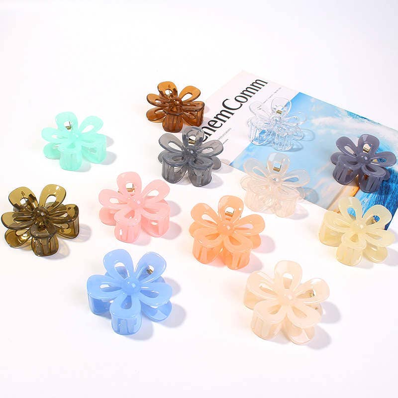 Flower Hair Claw: Jelly milk yellow