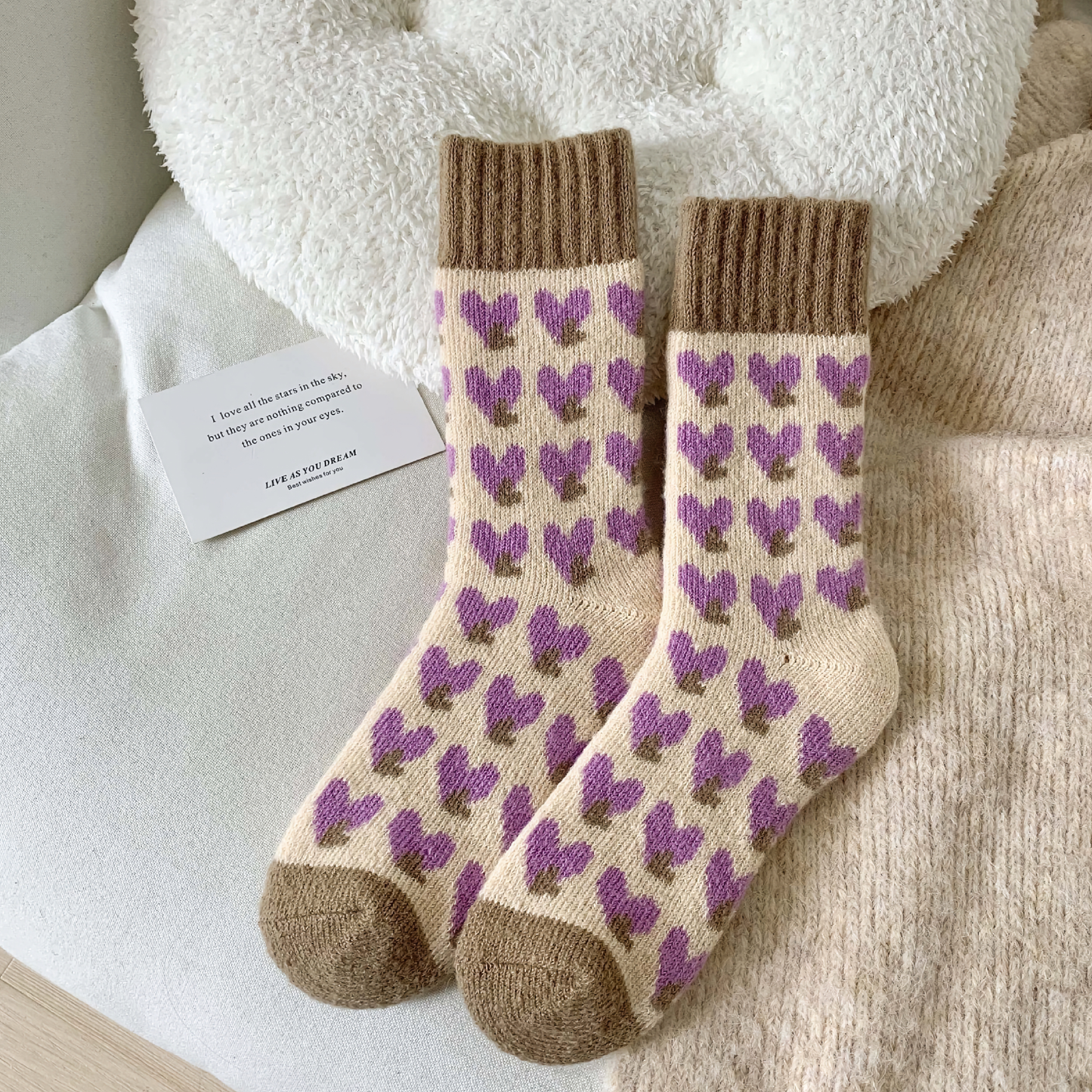 Thick Wool Socks- Lilac