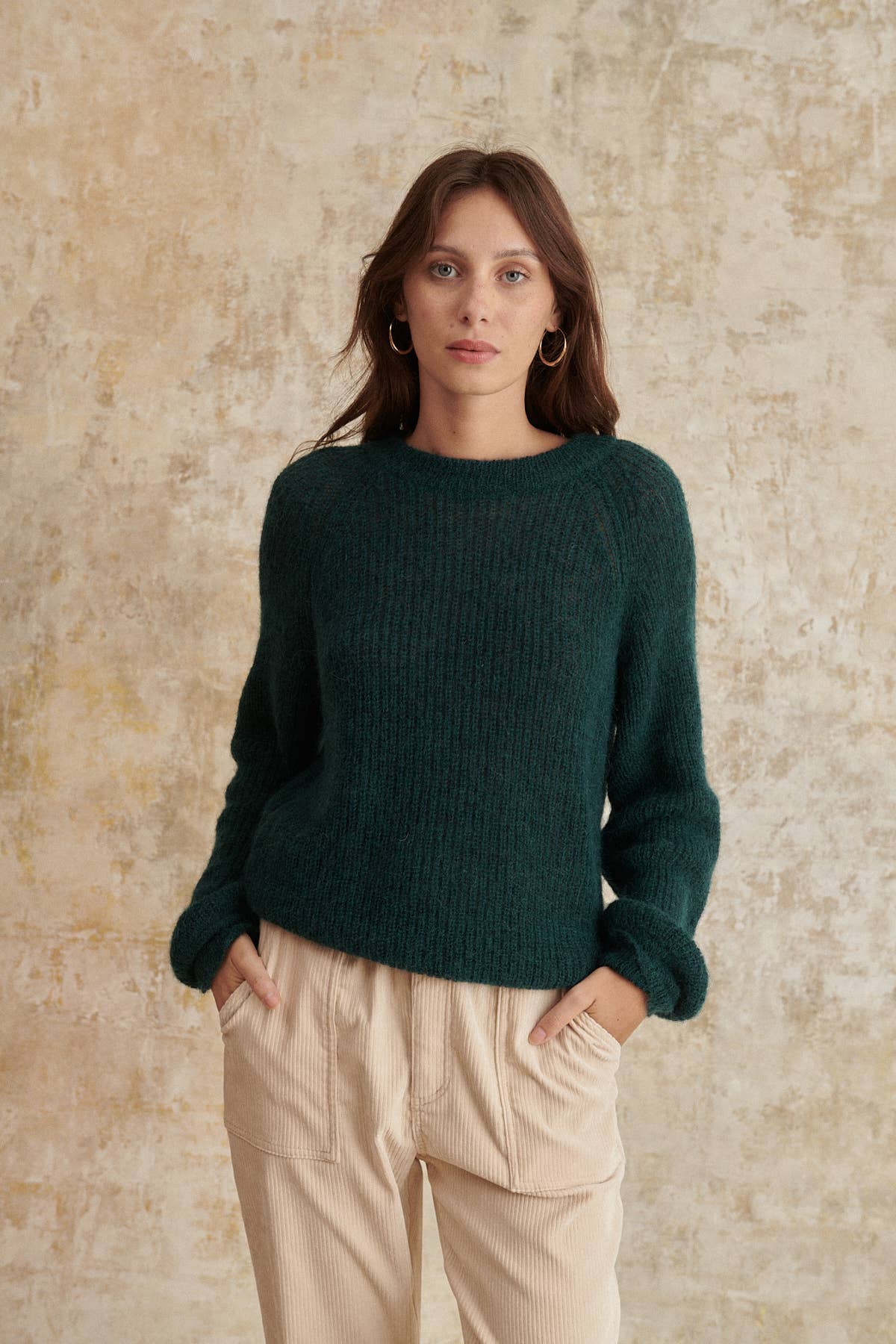 Green Buttoned Mohair Sweater