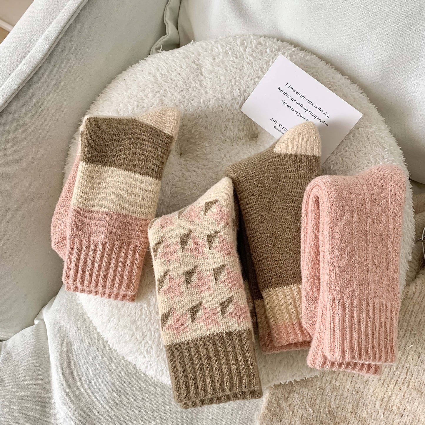 Thick Wool Socks- Pink