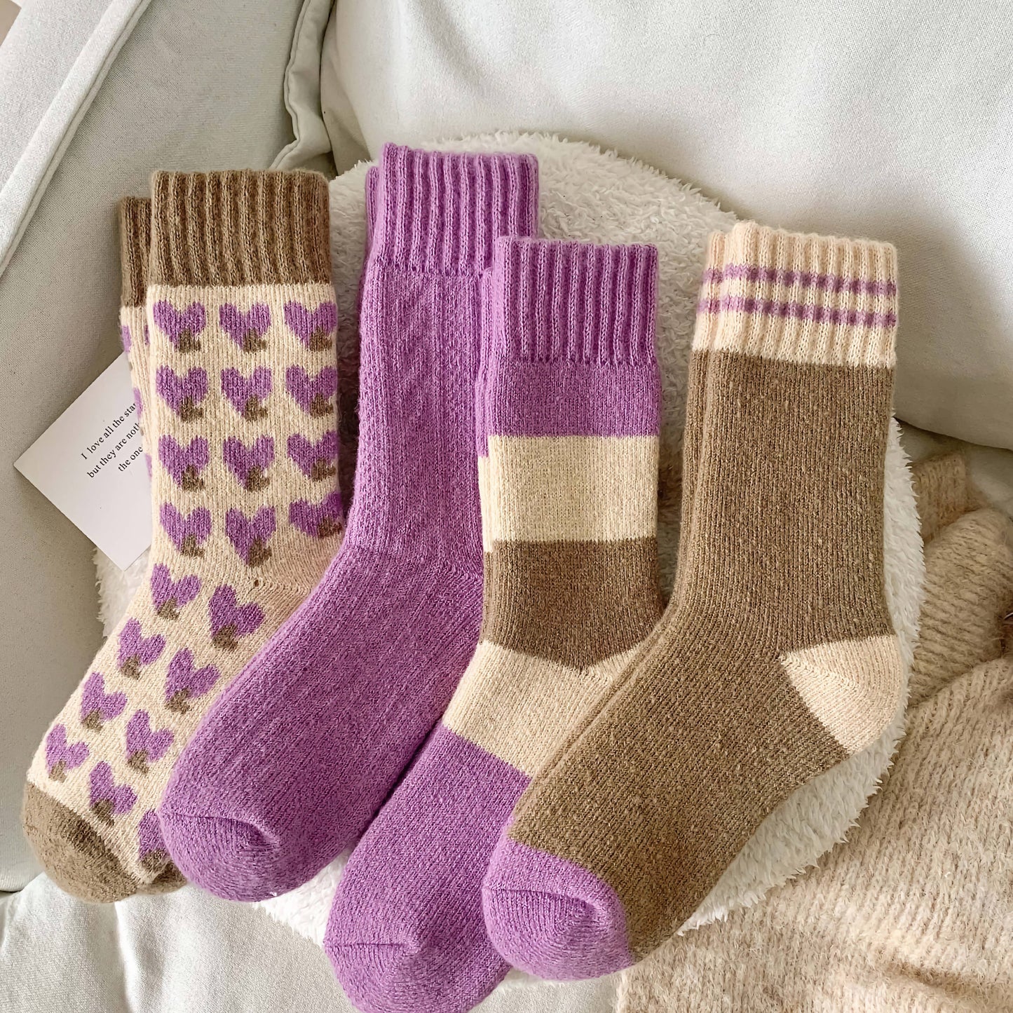 Thick Wool Socks- Lilac