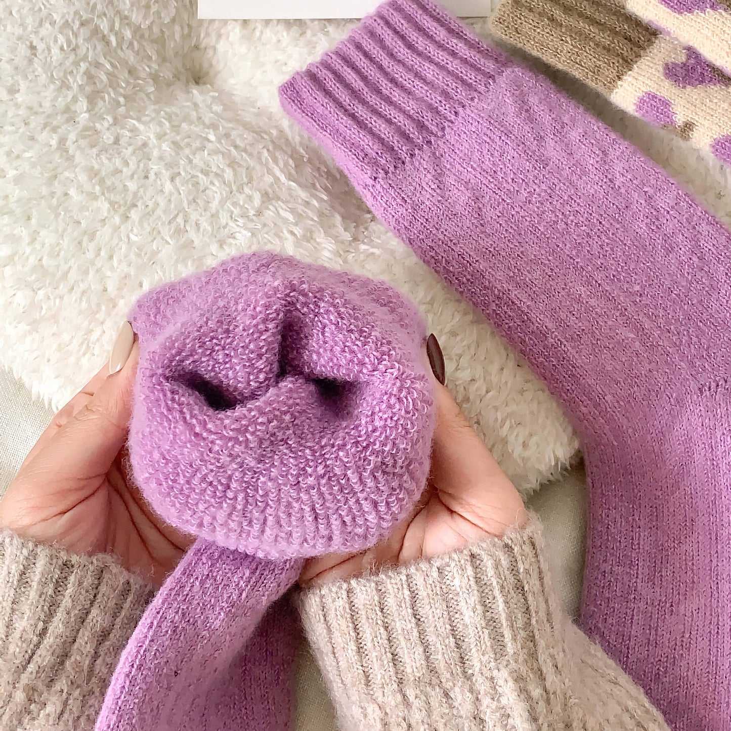 Thick Wool Socks- Lilac