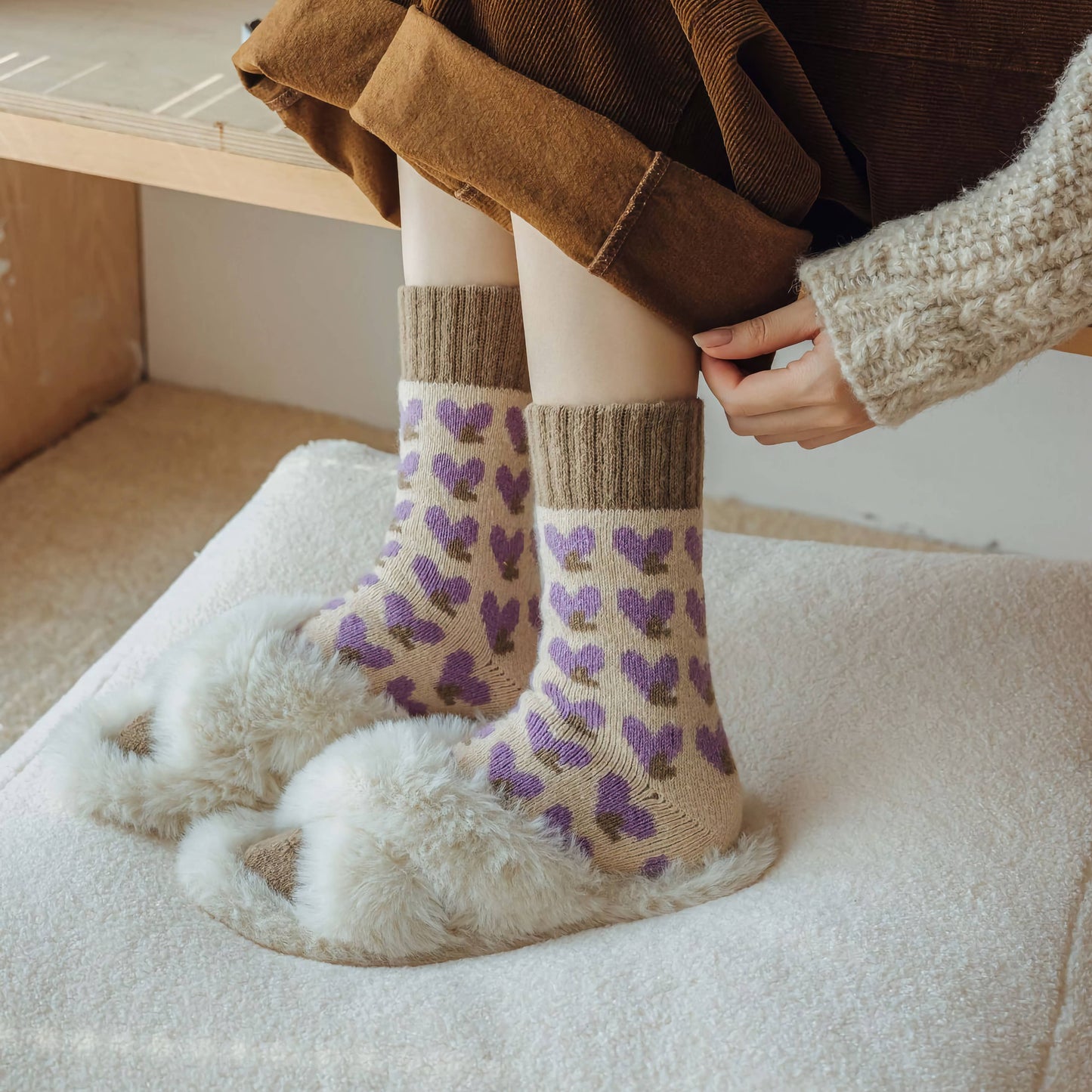 Thick Wool Socks- Lilac