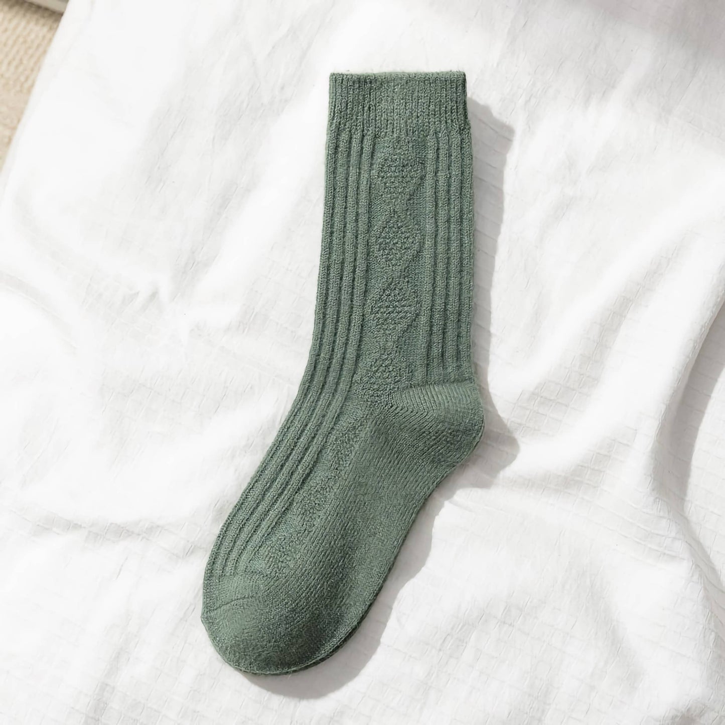 Women's Wool & Cashmere Socks: Green