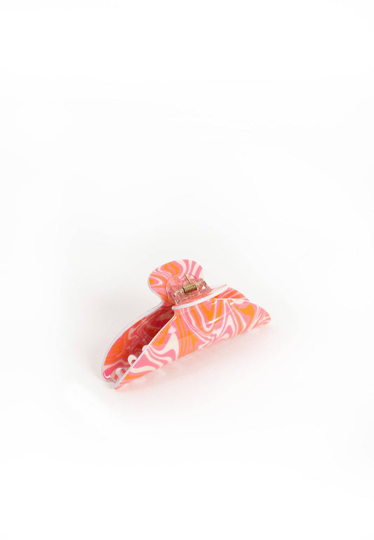 Retro Wave Hair Claw in Pink And Orange