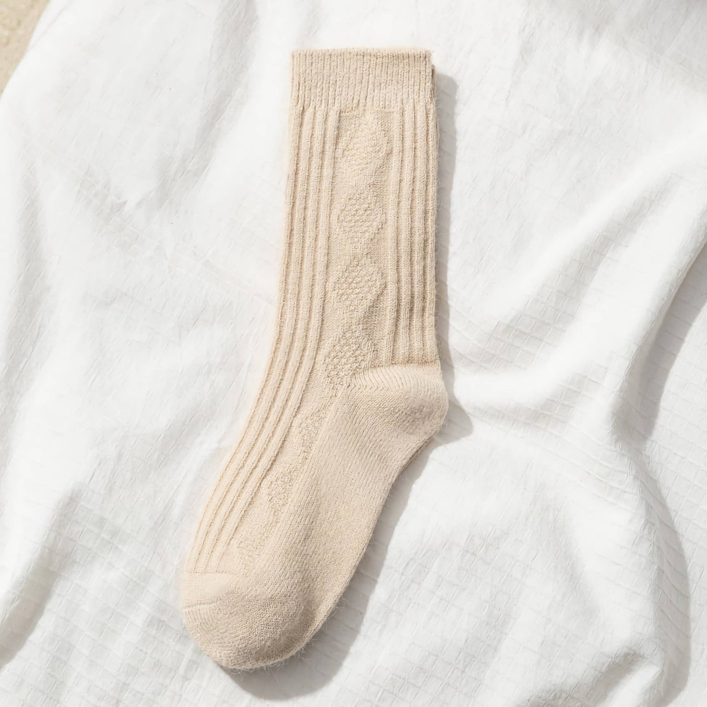 Women's Wool & Cashmere Socks: Beige