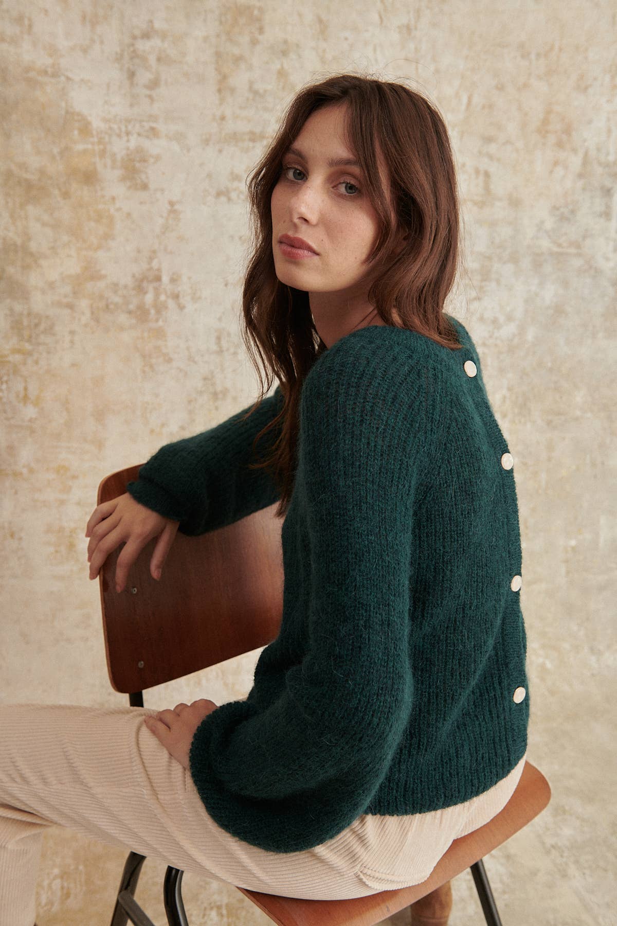 Green Buttoned Mohair Sweater