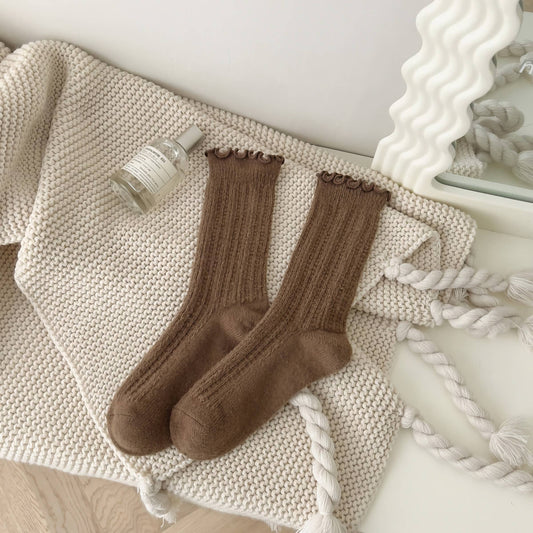 Chocolate Knitted Wool Warm Crew Socks